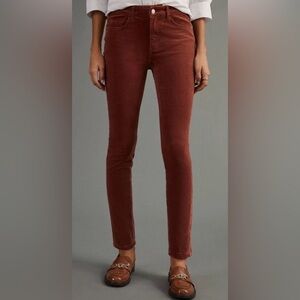 Pilcro Dark Orange / Brown Corduroy Pants High Rise Skinny Ankle